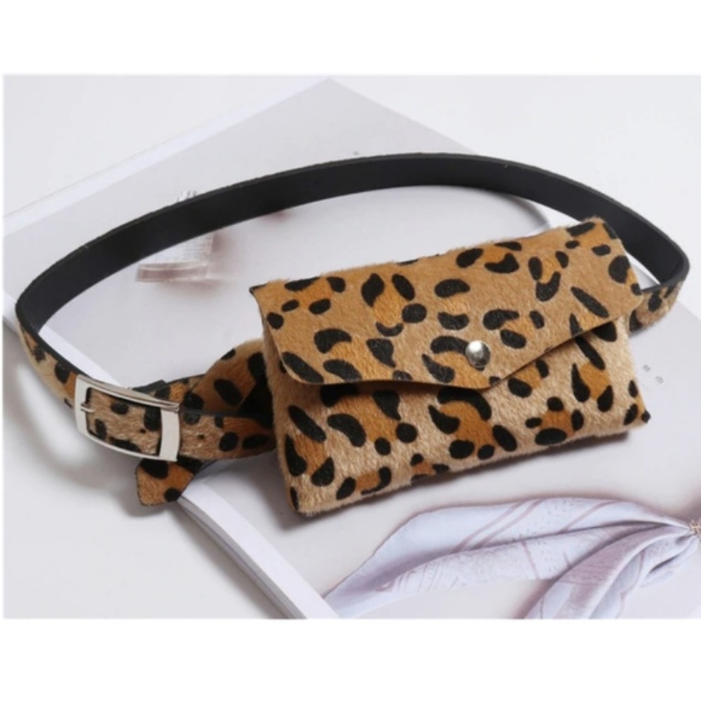 Leopard Print Furry Waist Belt Bag